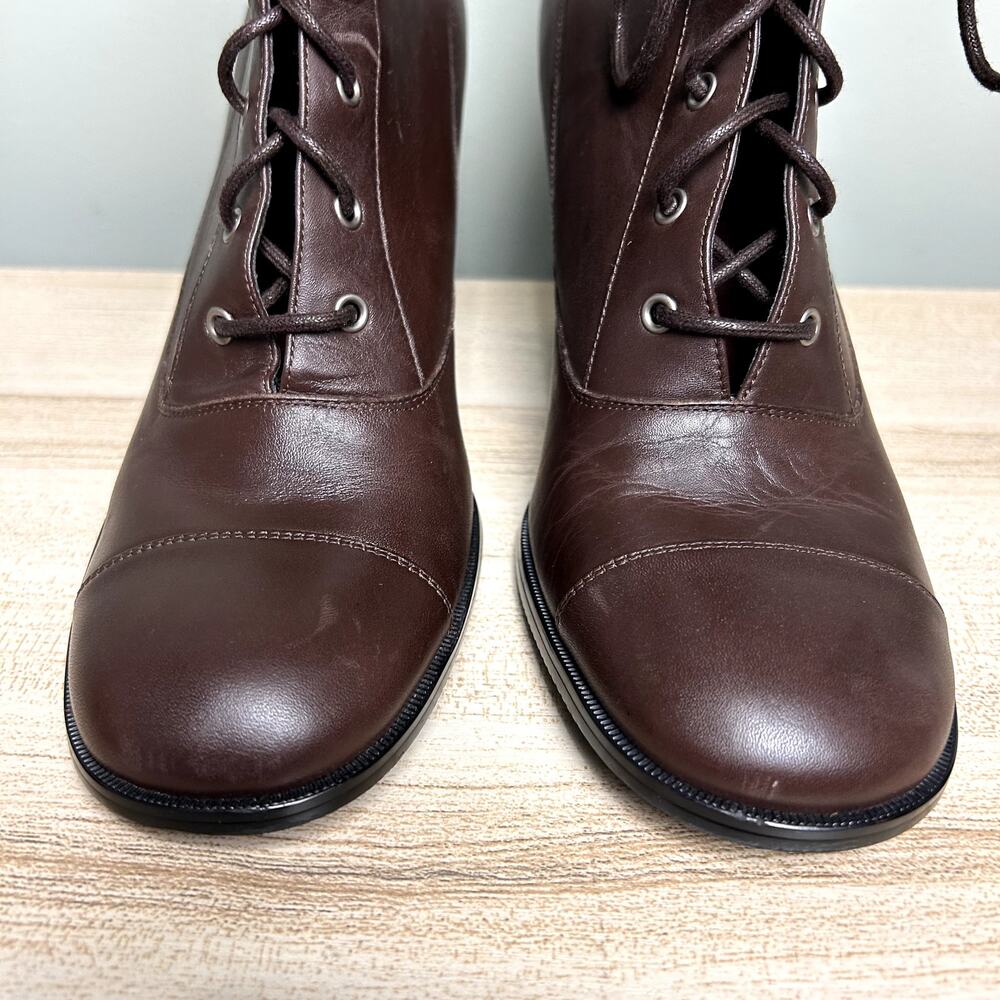 Apostrophe Tootsie Heeled Ankle Booties Brown Leather Victorian Style Shoes 8.5 - Picture 12 of 12